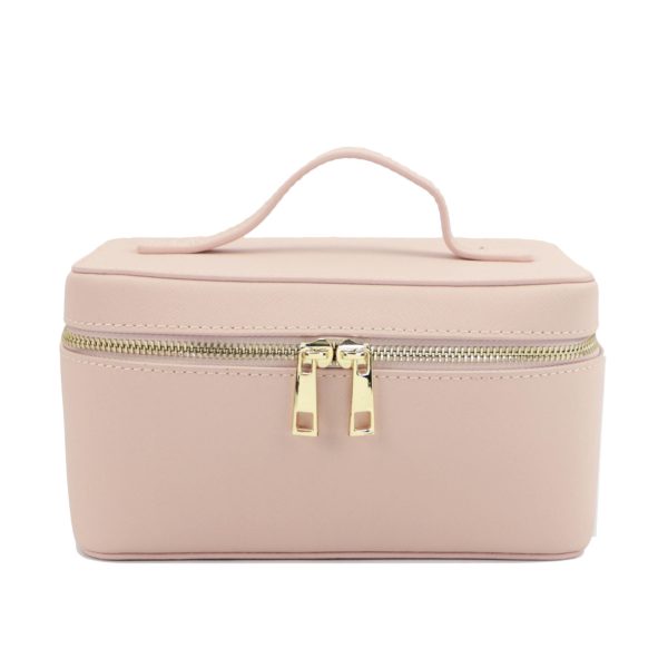 Genuine Leather Cross Pattern Portable Travel Toiletry Bag Large Capacity Dinner Hand Carrying Cosmetic Case - Image 5