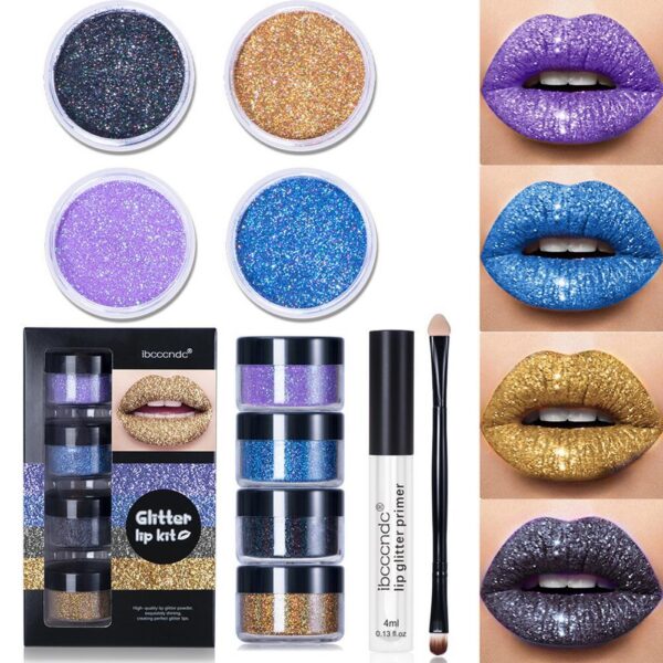 Glitter Lip Gloss Lipstick Shiny DIY Lip Gloss Diamond Waterproof Long Lasting Lipgloss Kit With Lip Primer Lip Tint Lips Makeup - Image 6