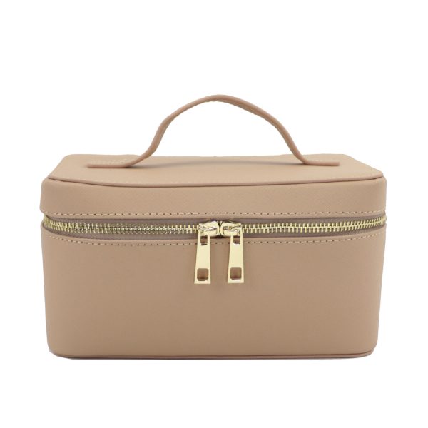 Genuine Leather Cross Pattern Portable Travel Toiletry Bag Large Capacity Dinner Hand Carrying Cosmetic Case - Image 6