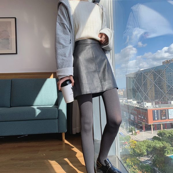 High Waist Leather Skirt - Image 3