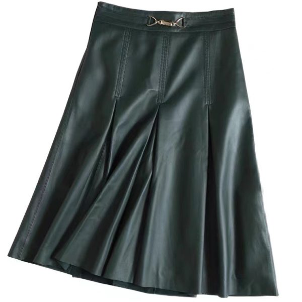 Leather High Waist Pleated Skirt - Image 5