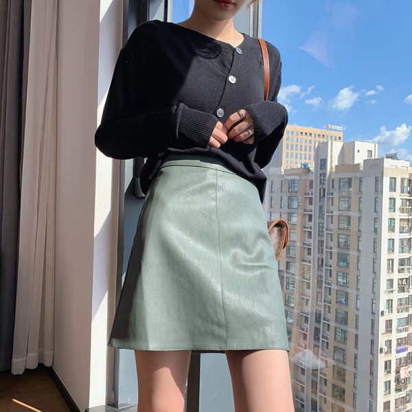 High Waist Leather Skirt - Image 2