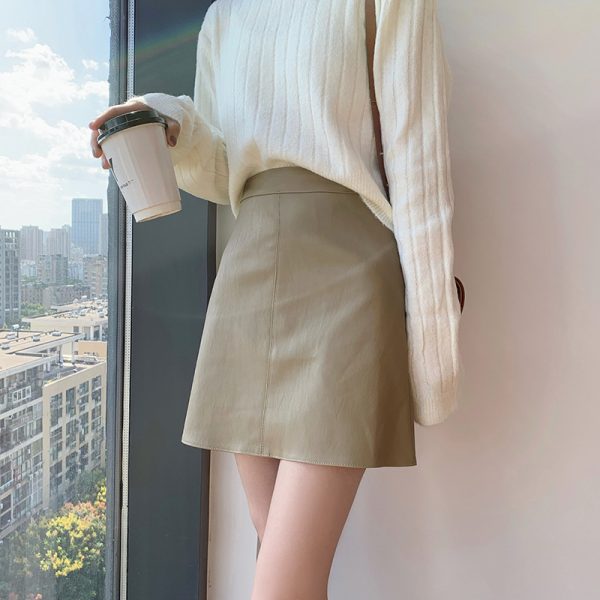 High Waist Leather Skirt