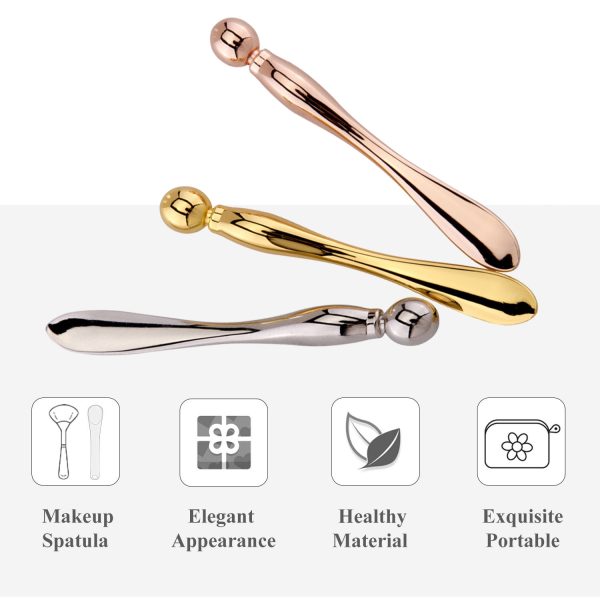 Eye Cream Stick Roller For Face Metal Spatula Puff Applicator Eye Cream Massager Facial Cream Massage Sticks Eye Metal Makeup Spatula Eye Wand 10cm - Image 2