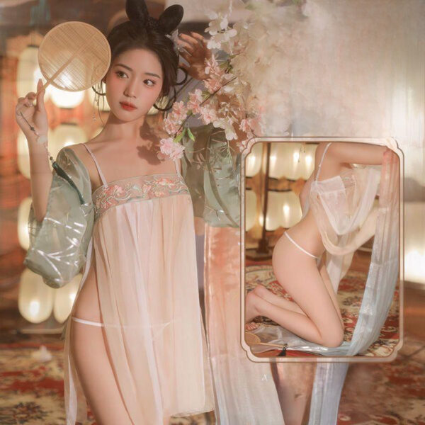 Liangai New Style Ancient Coat Large Size Hanfu Suit Pajamas Women's Sexy Ancient Belly Bull Uniform Chiffon Nightgown - Image 2