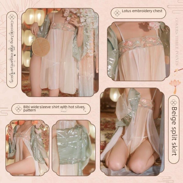 Liangai New Style Ancient Coat Large Size Hanfu Suit Pajamas Women's Sexy Ancient Belly Bull Uniform Chiffon Nightgown - Image 3