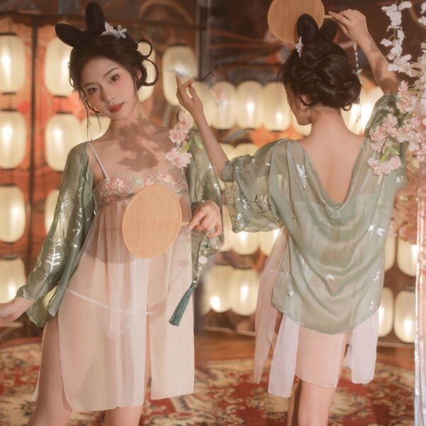 Liangai New Style Ancient Coat Large Size Hanfu Suit Pajamas Women's Sexy Ancient Belly Bull Uniform Chiffon Nightgown - Image 4